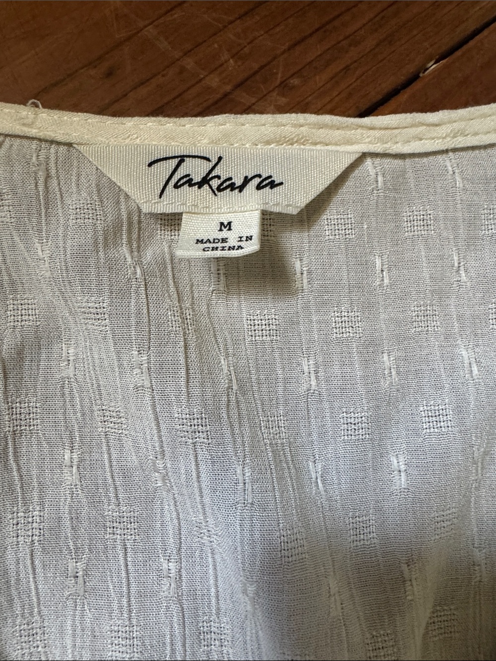 Takara Cream V-Neck Lace Trim Peasant Tunic - Picture 2 of 6